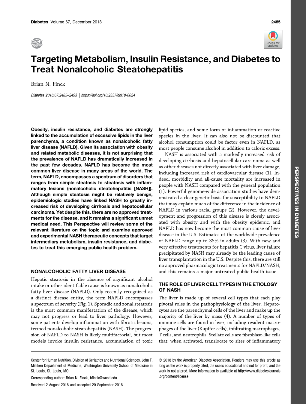 Targeting Metabolism, Insulin Resistance, and Diabetes to Treat Nonalcoholic Steatohepatitis