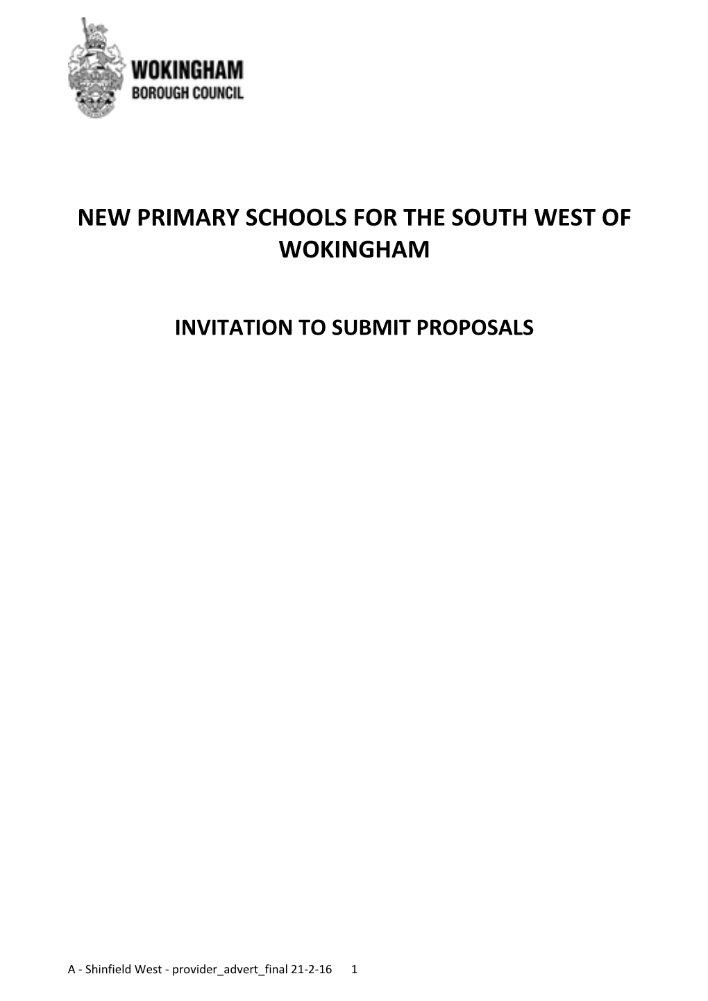 New Primary Schools for the South West of Wokingham