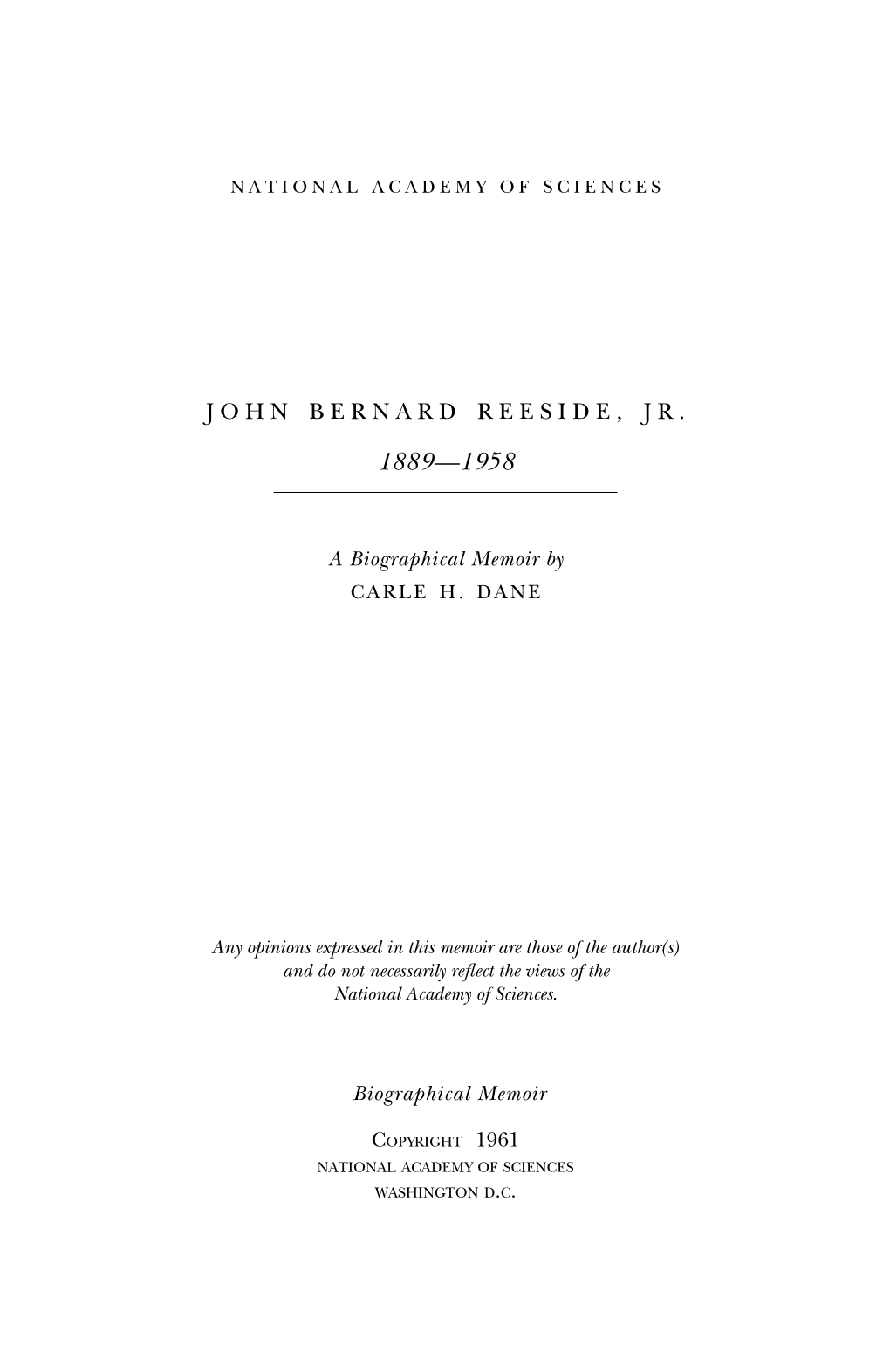 John Bernard Reeside, Jr