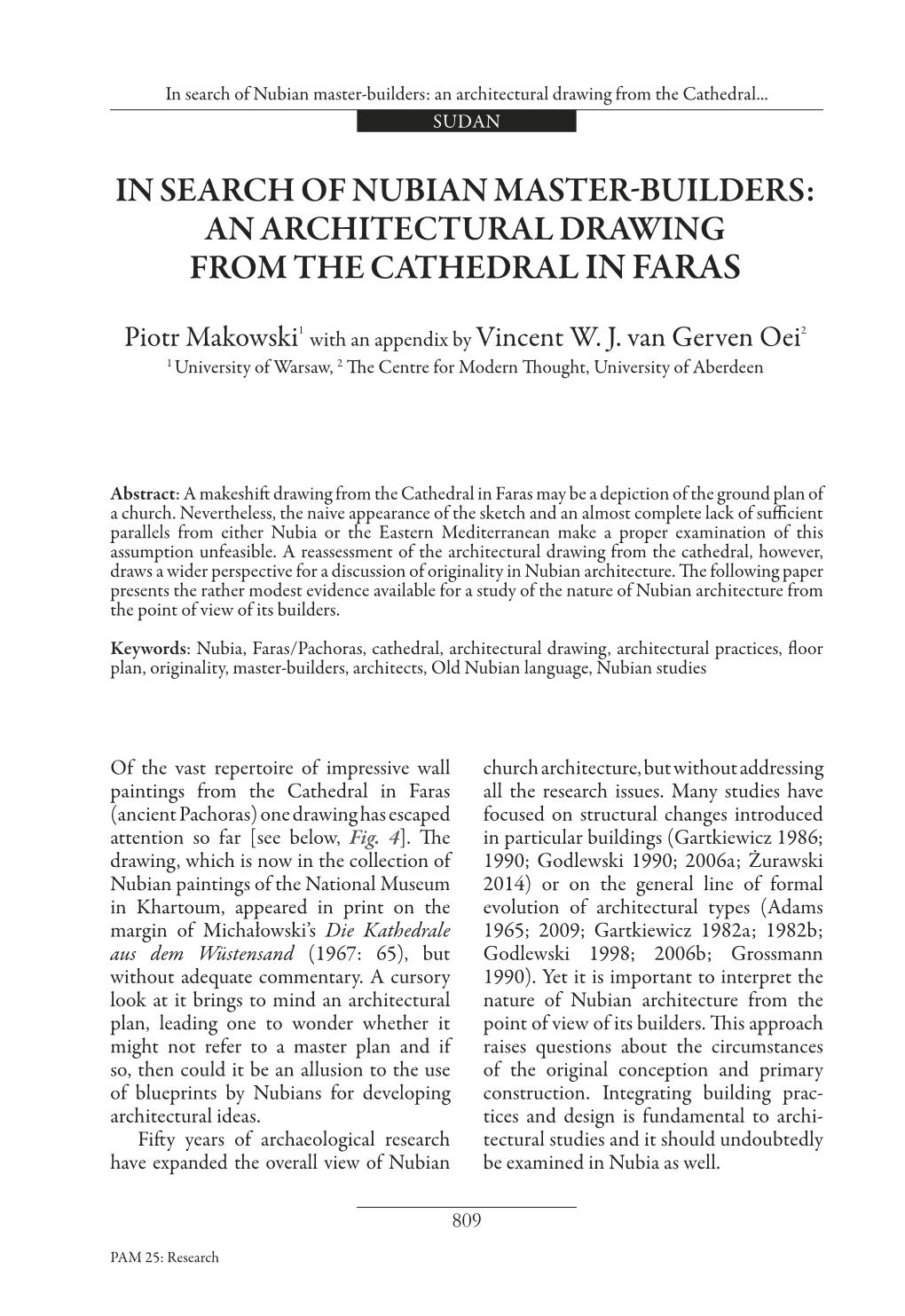 In Search of Nubian Master-Builders: an Architectural Drawing from the Cathedral