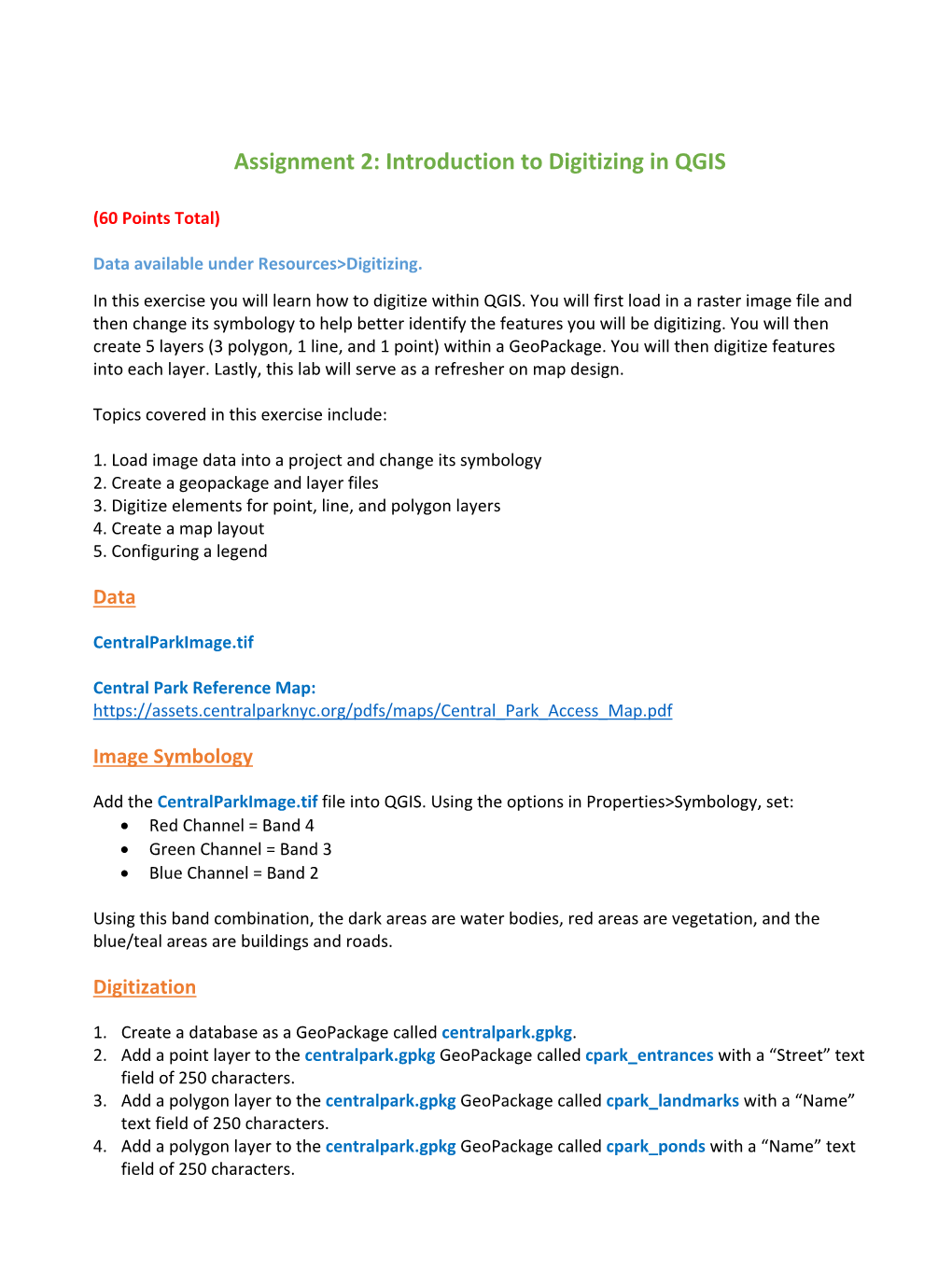 Assignment 2: Introduction to Digitizing in QGIS