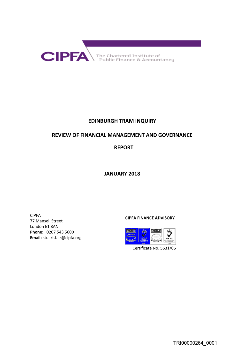 Edinburgh Tram Inquiry Review of Financial