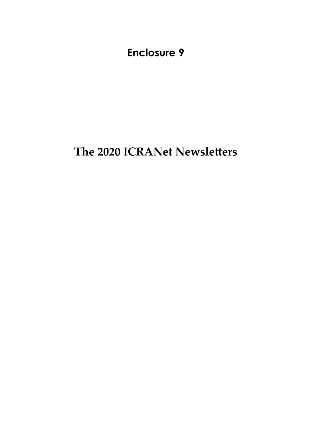 The 2020 Icranet Newsletters