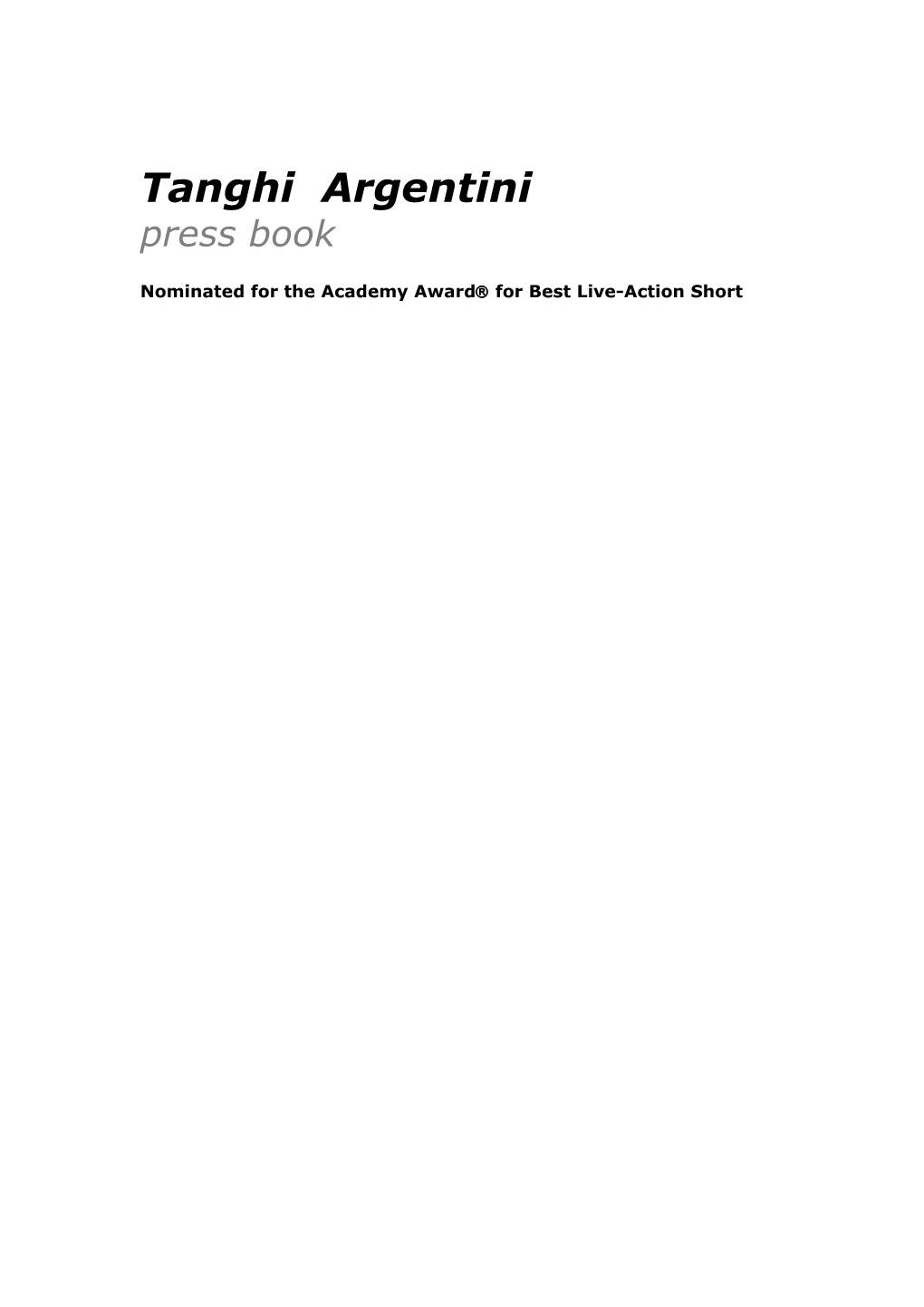 Tanghi Argentini Press Book