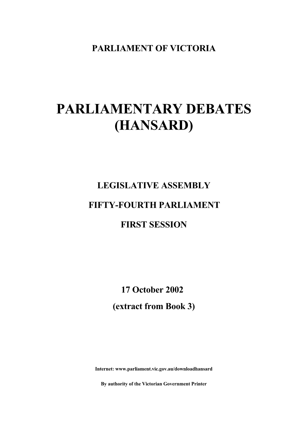 Parliamentary Debates (Hansard)