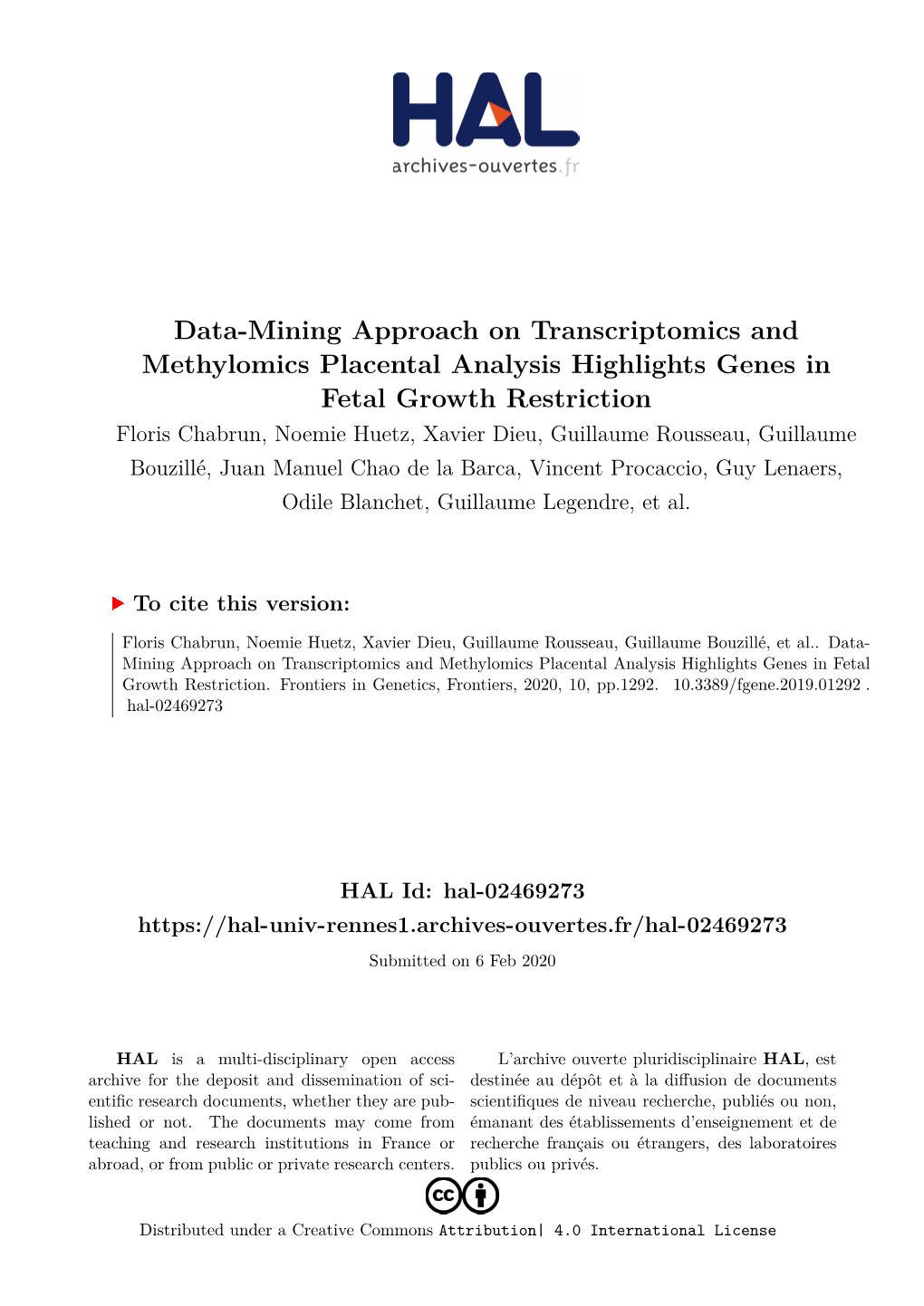 Data-Mining Approach on Transcriptomics and Methylomics