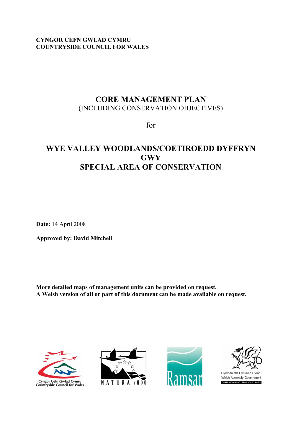 CORE MANAGEMENT PLAN for WYE VALLEY WOODLANDS