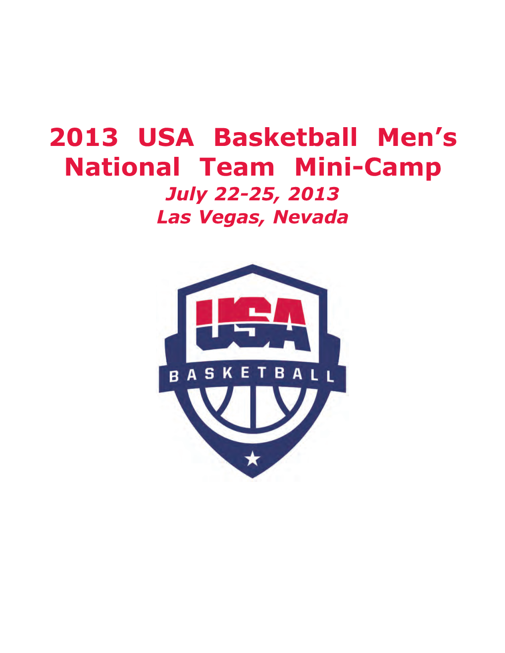 2013 USA Basketball Men's National Team Mini-Camp