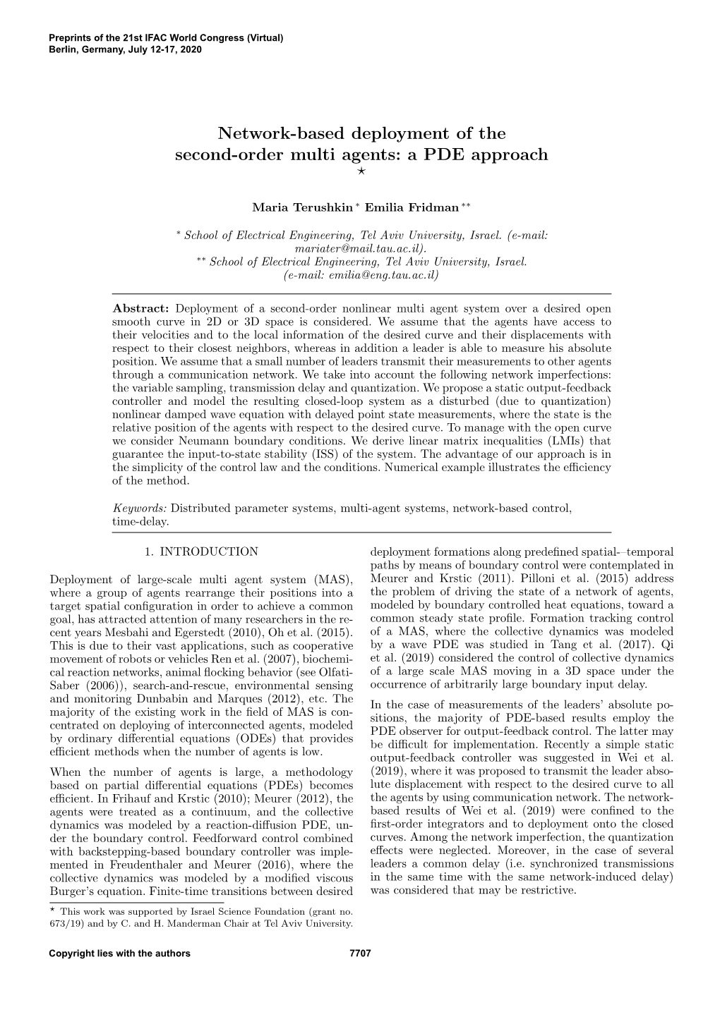 Network-Based Deployment of the Second-Order Multi Agents: a PDE Approach ?