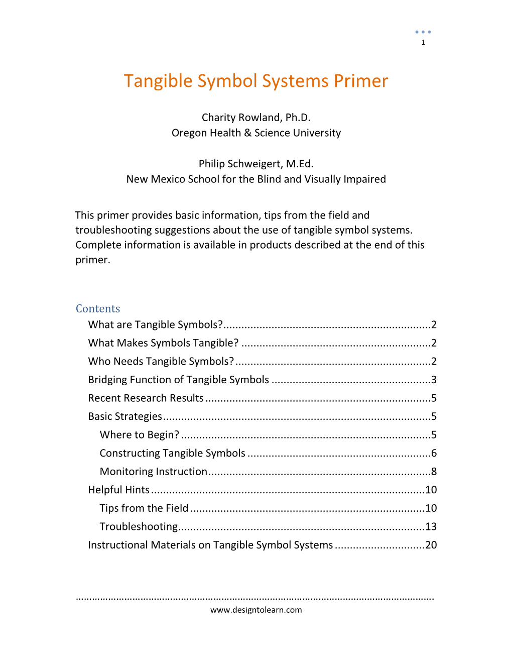 Tangible Symbol Systems Primer