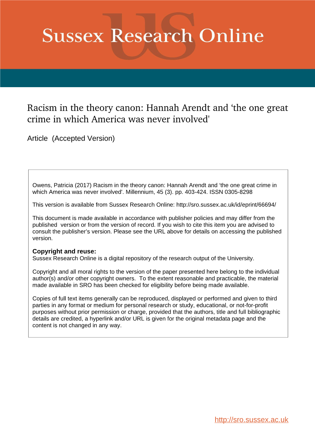 Hannah Arendt and ‘The One Great Crime in Which America Was Never Involved'