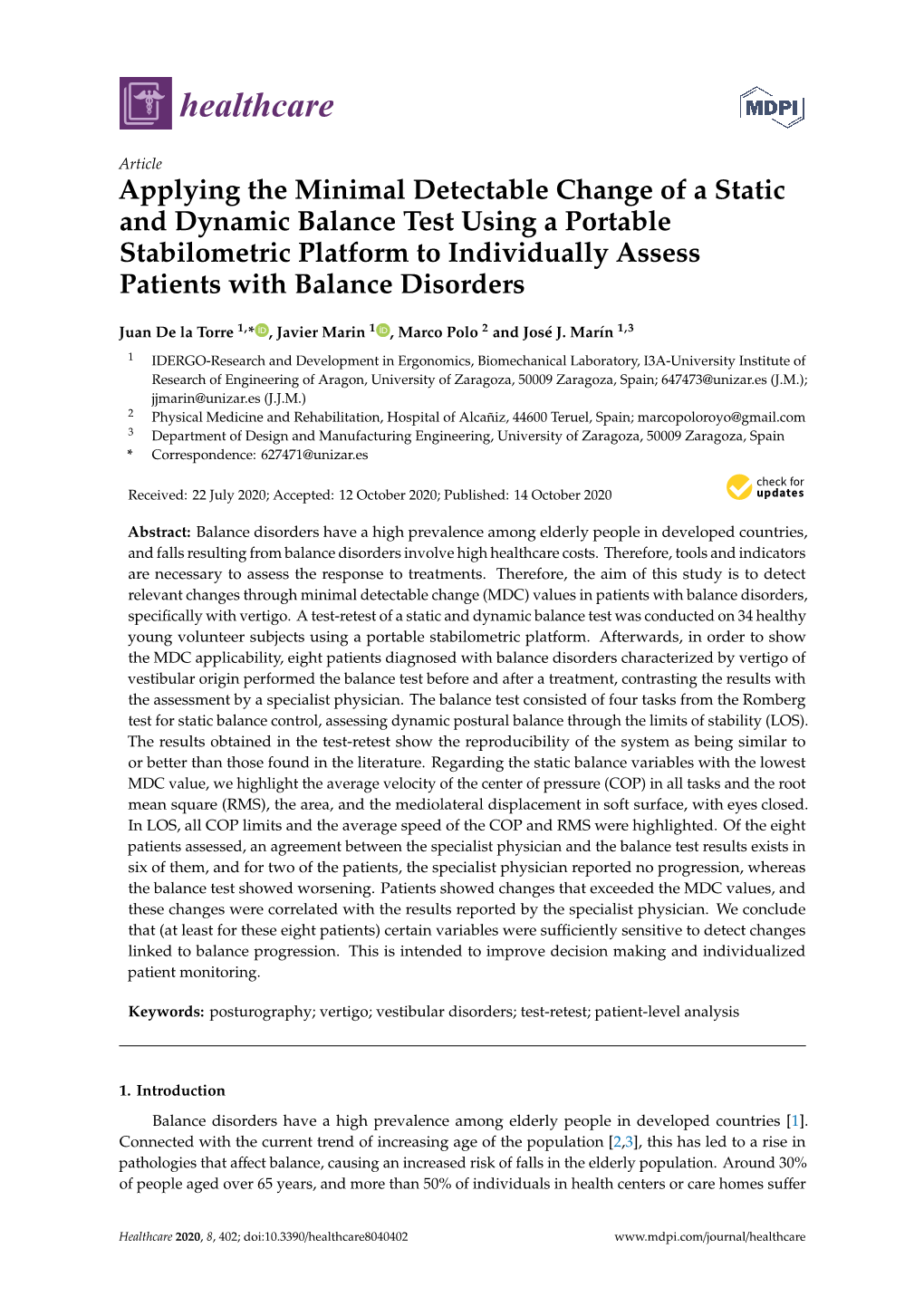 Applying the Minimal Detectable Change of a Static and Dynamic