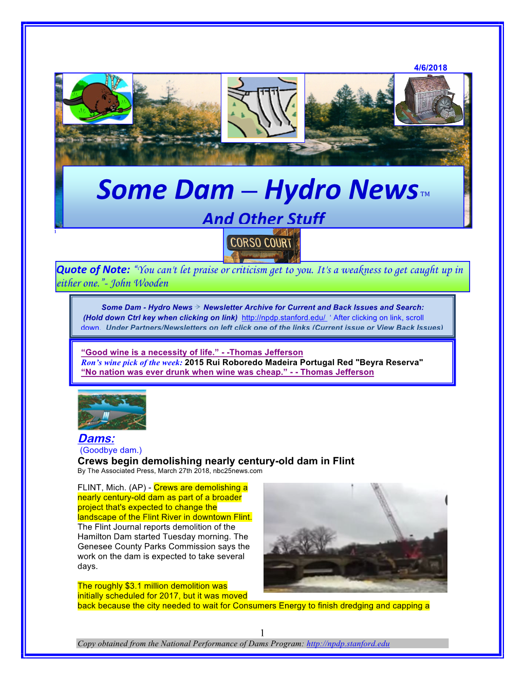 Some Dam – Hydro News TM