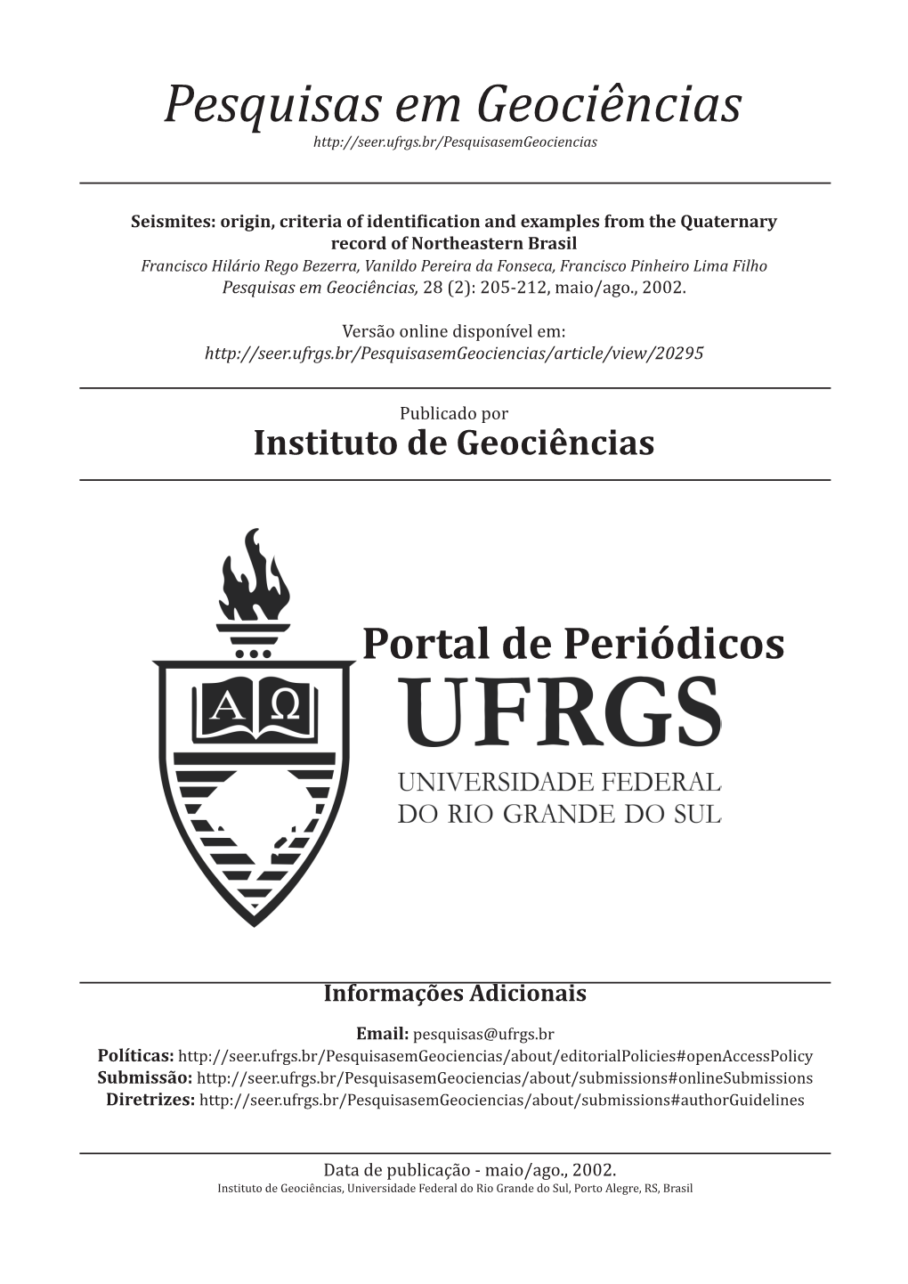 Pesquisas Em Geociências