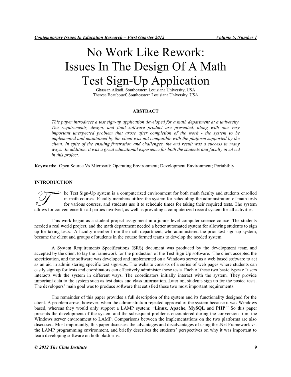 No Work Like Rework: Issues in the Design of a Math Test Sign-Up