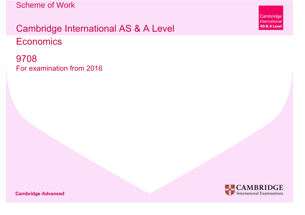 Cambridge International AS & a Level Economics (9708) from 2016 Scheme of Work