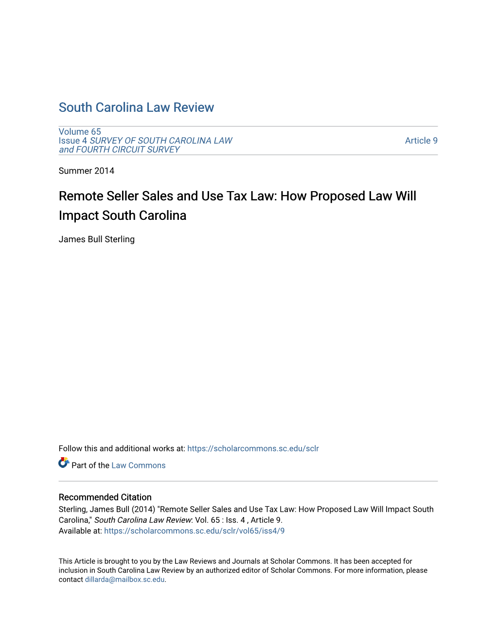 Remote Seller Sales and Use Tax Law: How Proposed Law Will Impact South Carolina