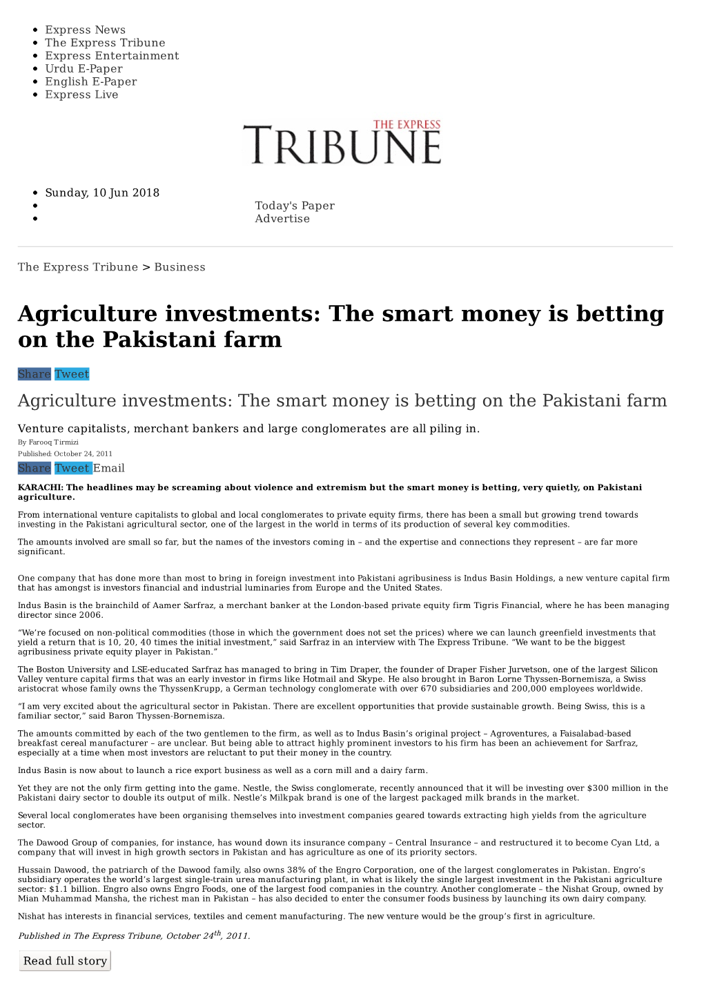 Agriculture Investments: the Smart Money Is Betting on the Pakistani Farm