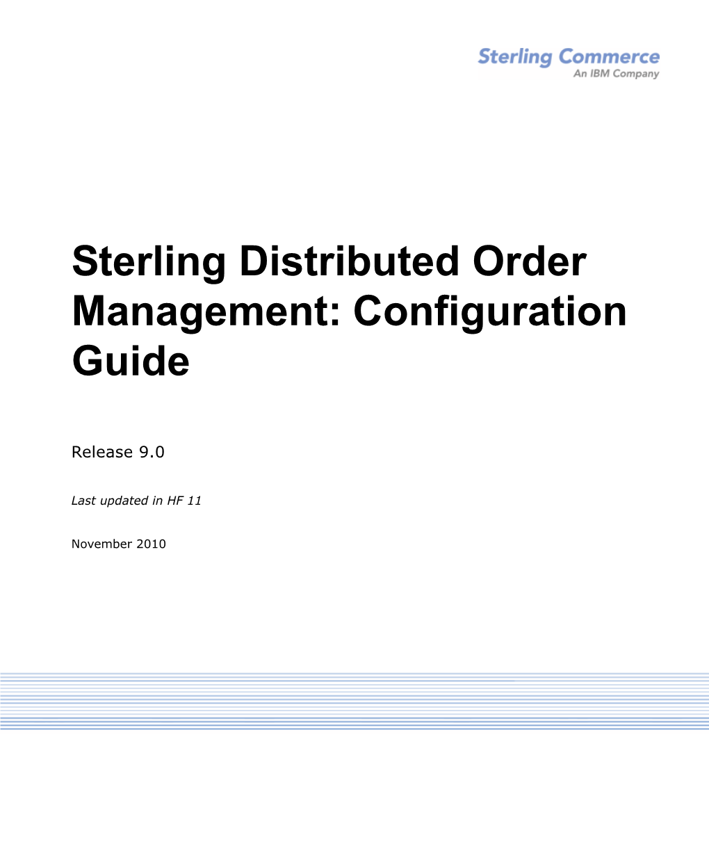 Sterling Distributed Order Management: Configuration Guide