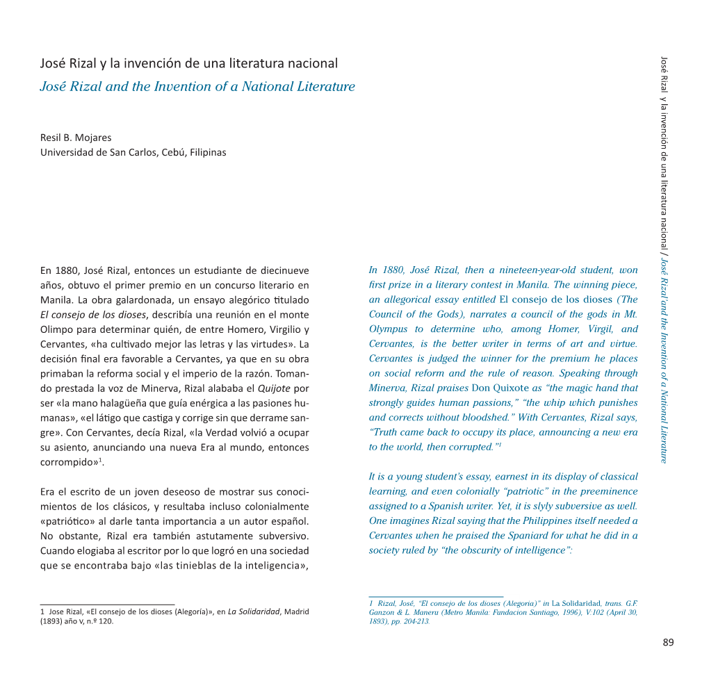 José Rizal Y La Invención De Una Literatura Nacional José Rizal Y La Invención De Una Literatura Nacional José Rizal and the Invention of a National Literature