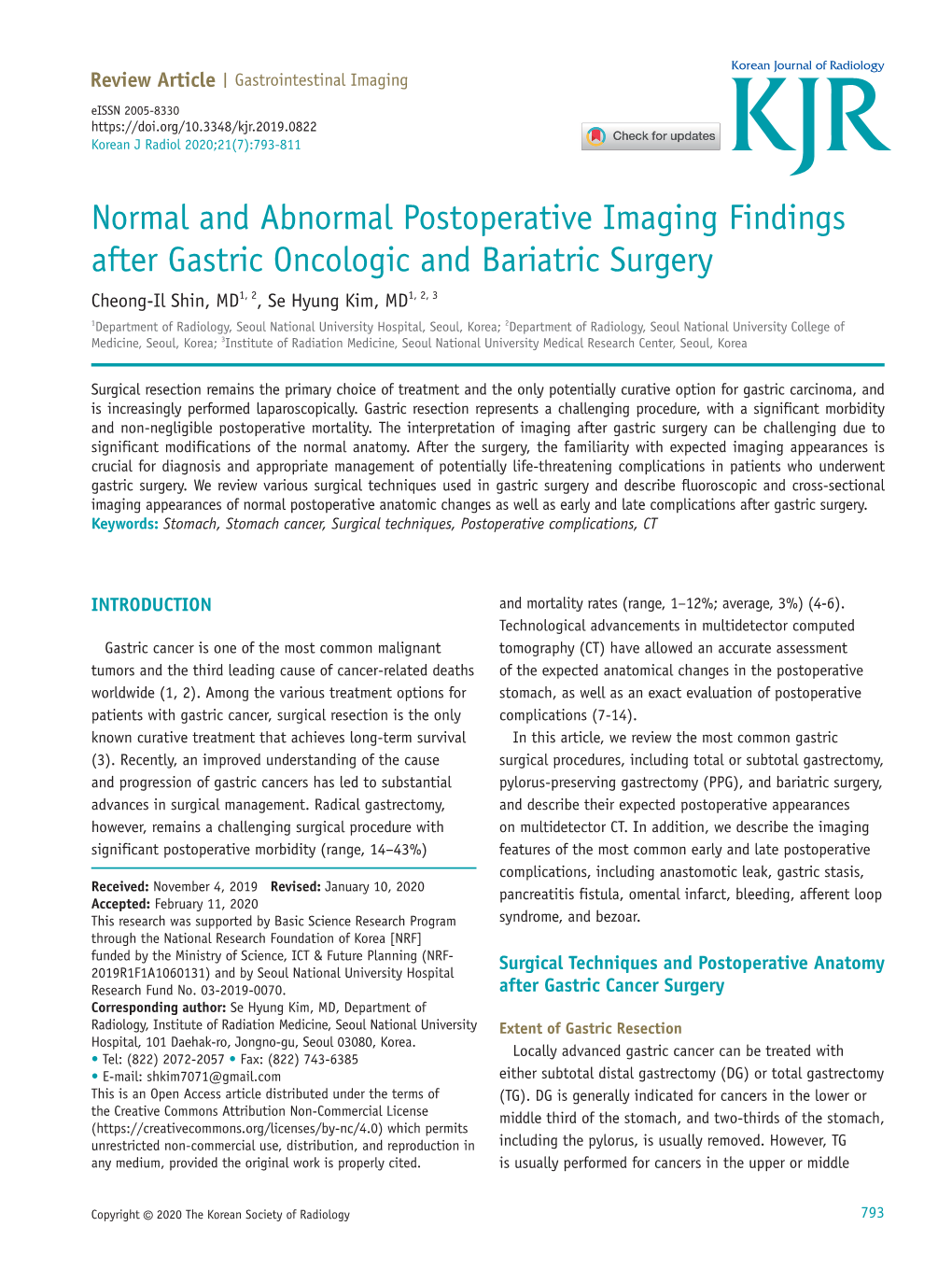 Normal and Abnormal Postoperative Imaging Findings After Gastric