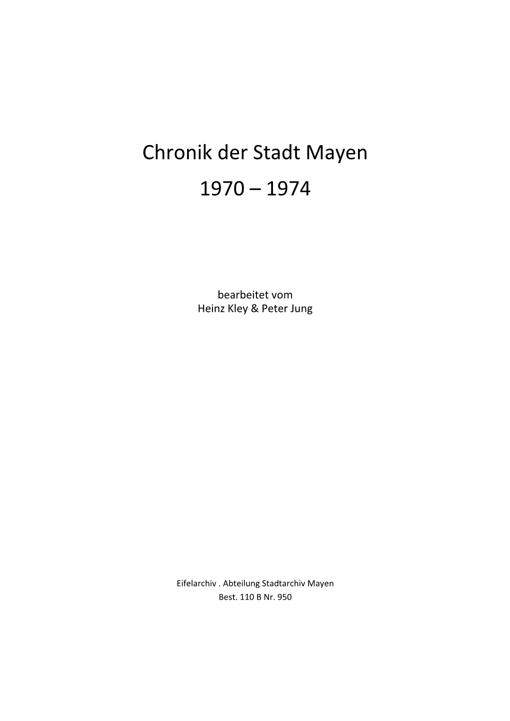 Stadt . Chronik . 1970