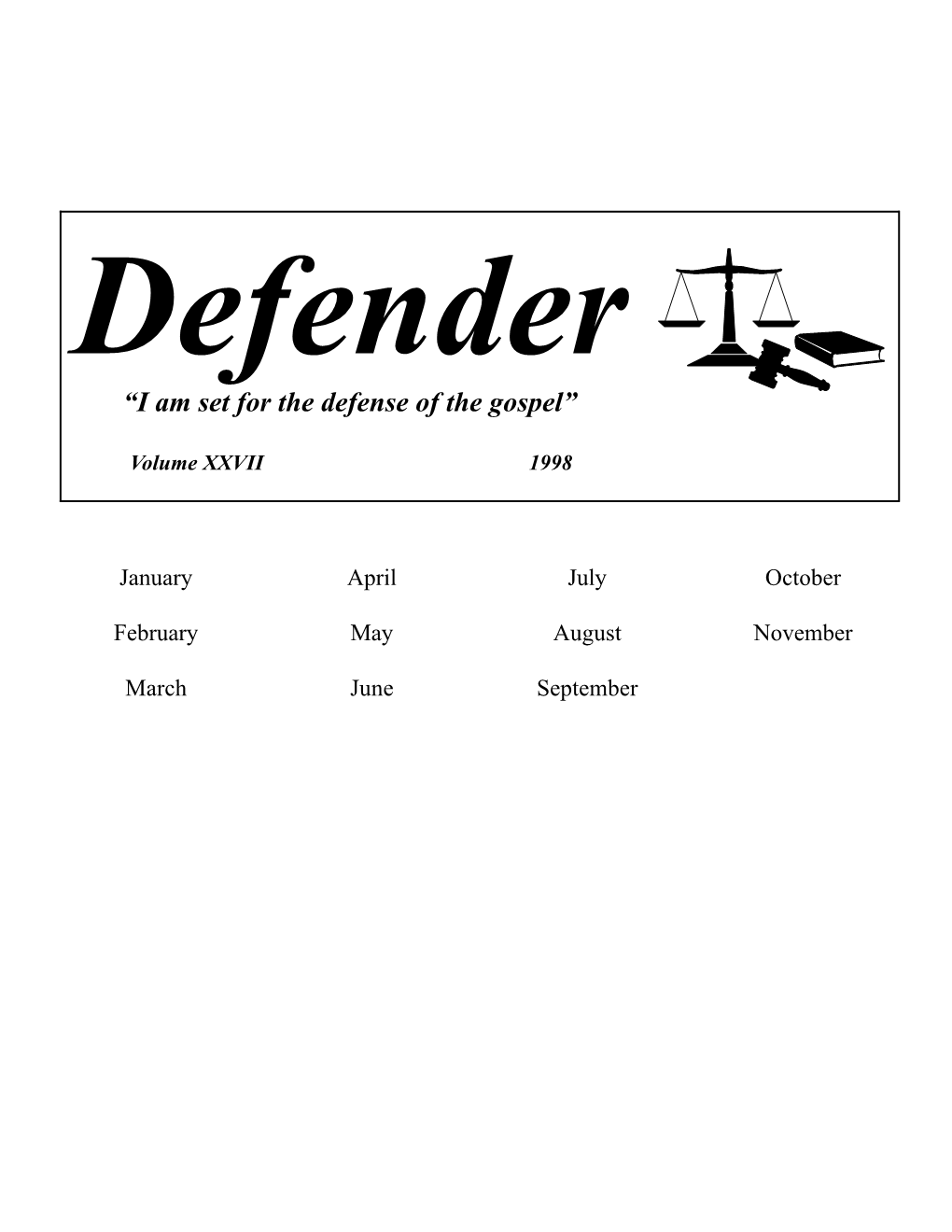 Defender, Vol. XXVII, 1998
