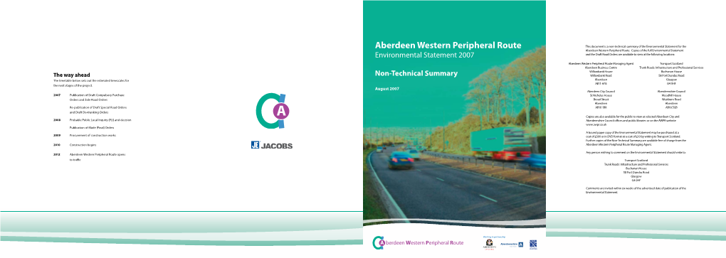 Aberdeen Western Peripheral Route This Document Is a Non-Technical Summary of the Environmental Statement for the Aberdeen Western Peripheral Route