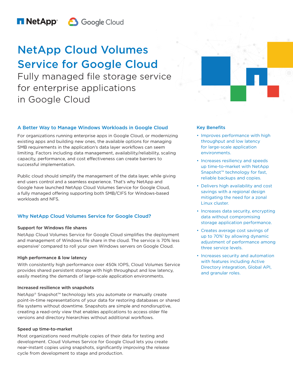 Netapp Cloud Volumes Service for Google Cloud Fully Managed File Storage Service for Enterprise Applications in Google Cloud