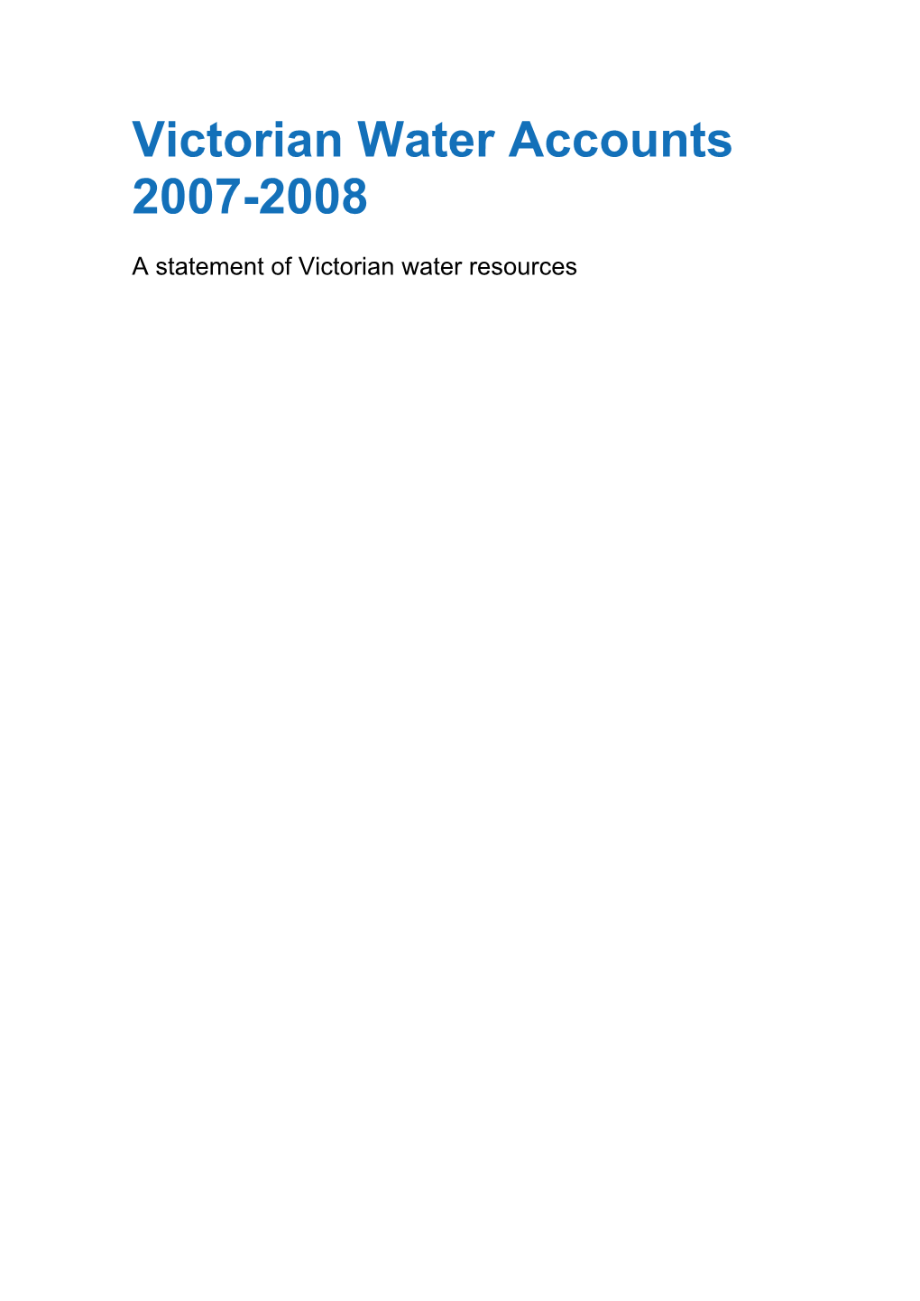 Victorian Water Accounts 2007-2008