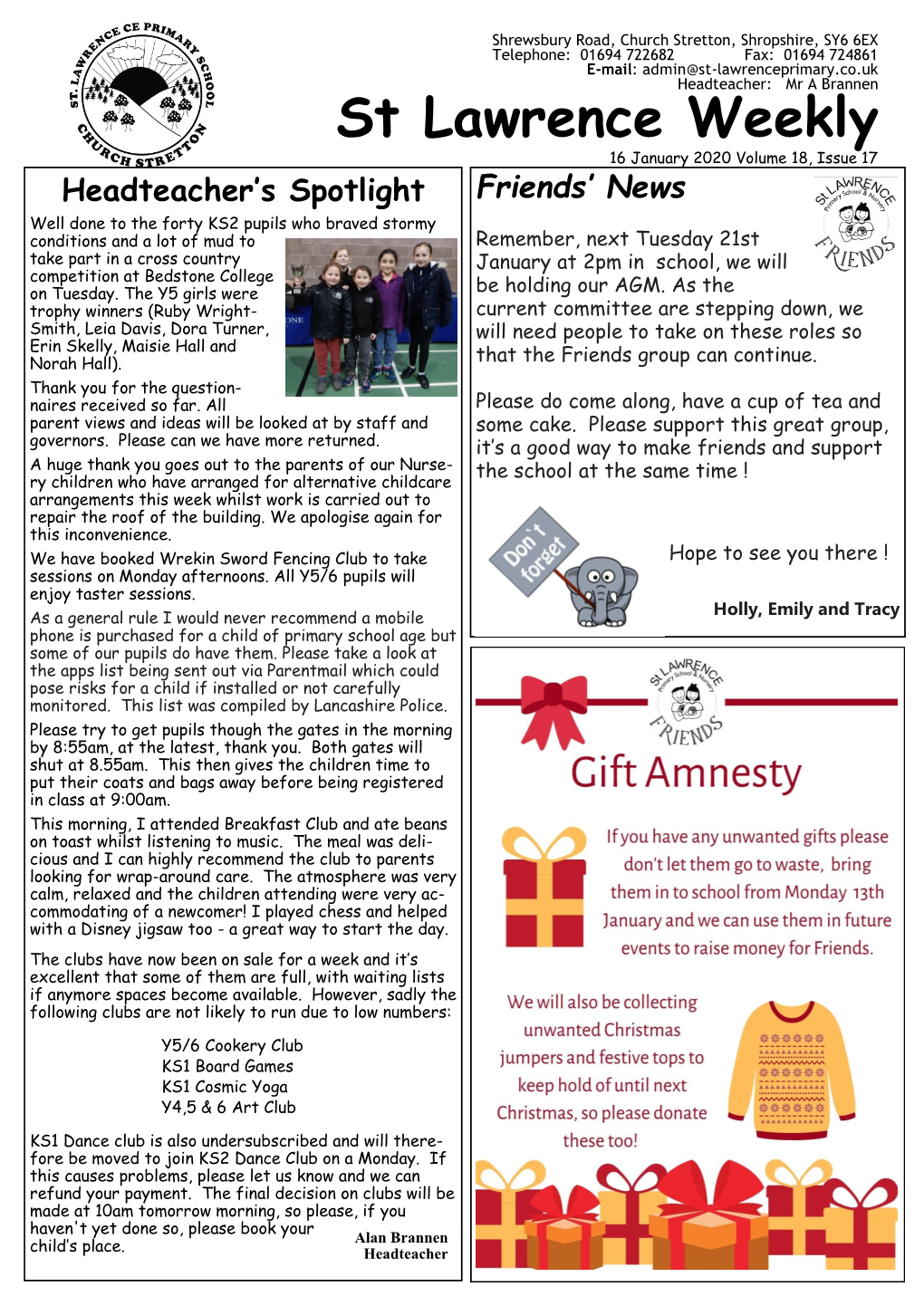 St Lawrence Weekly 16 January 2020 Volume 18, Issue 17