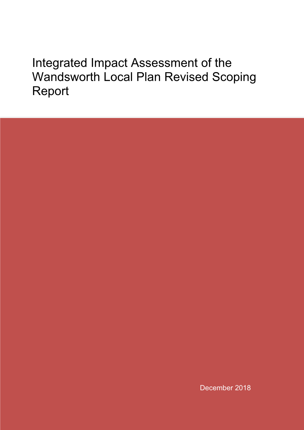 Integrated Impact Assessment of the Wandsworth Local Plan Revised Scoping Report