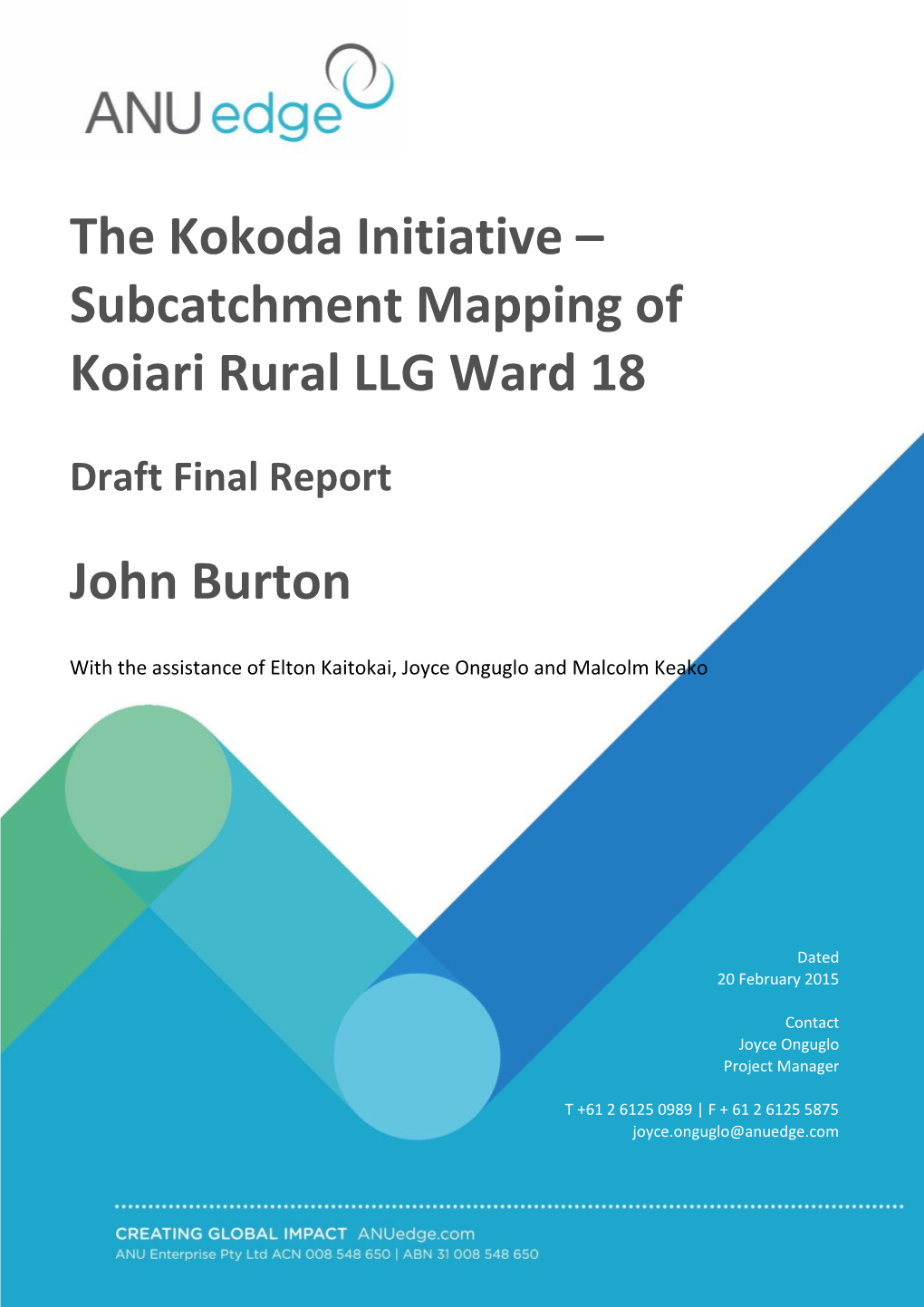 Subcatchment Mapping of Koiari Rural LLG Ward 18