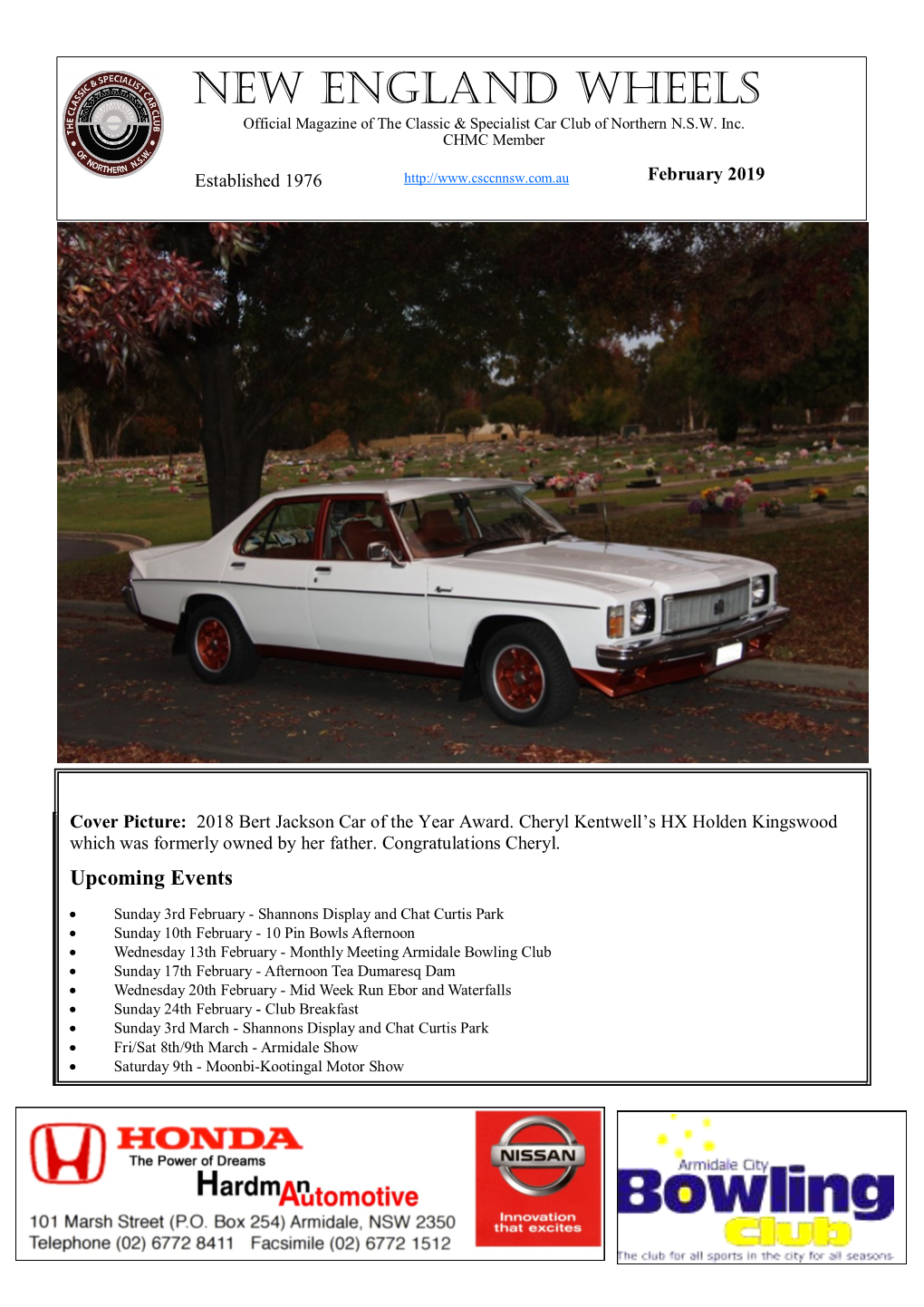 NEW ENGLAND WHEELS Official Magazine of the Classic & Specialist Car Club of Northern N.S.W