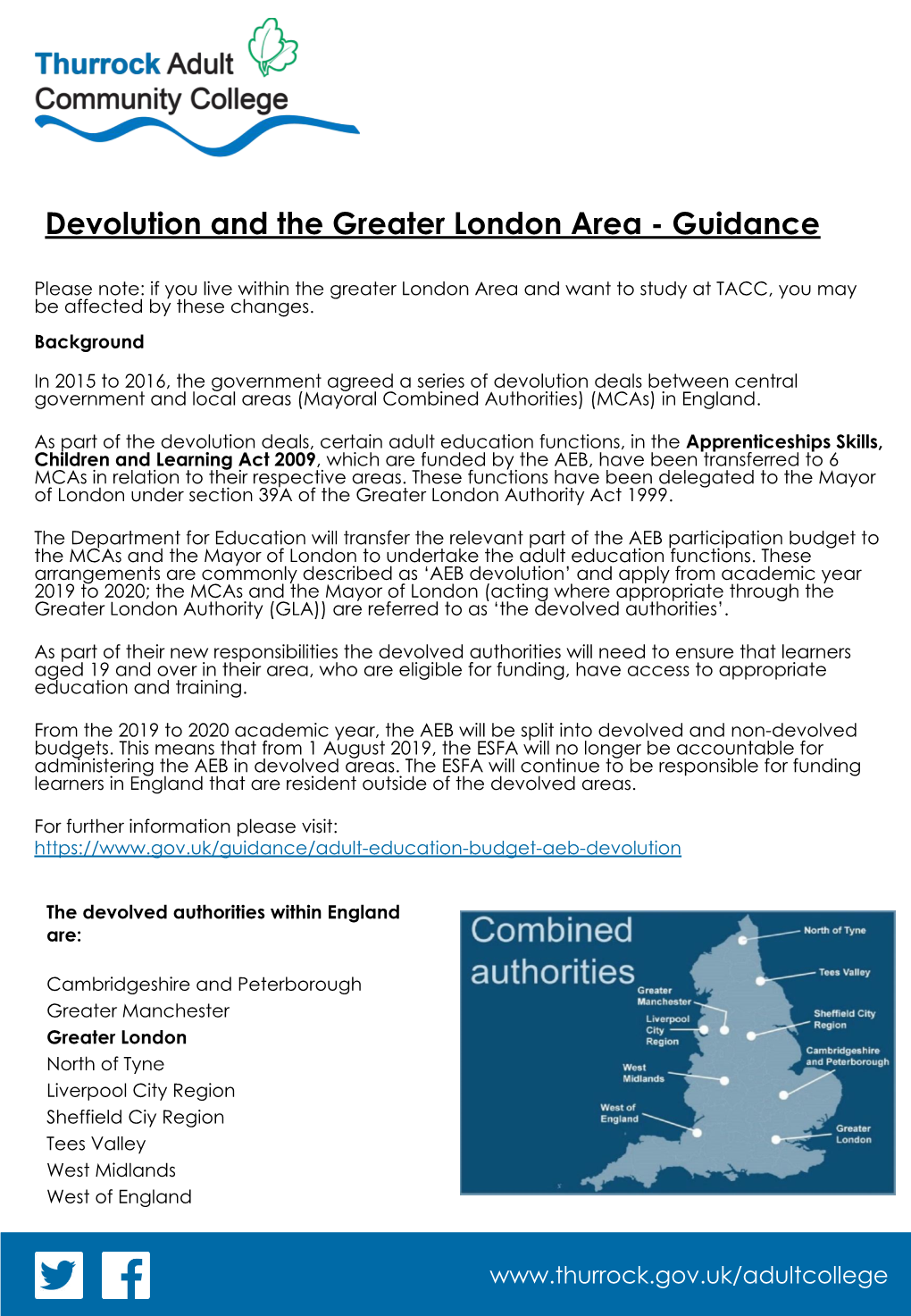 Devolution and the Greater London Area - Guidance