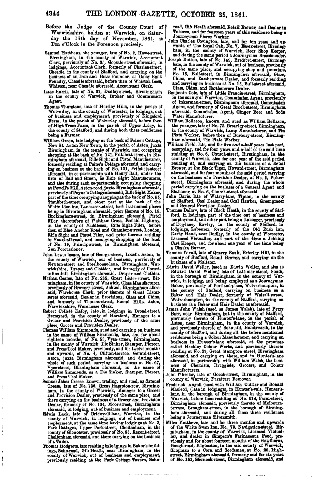 The London Gazette, October 29, 1861