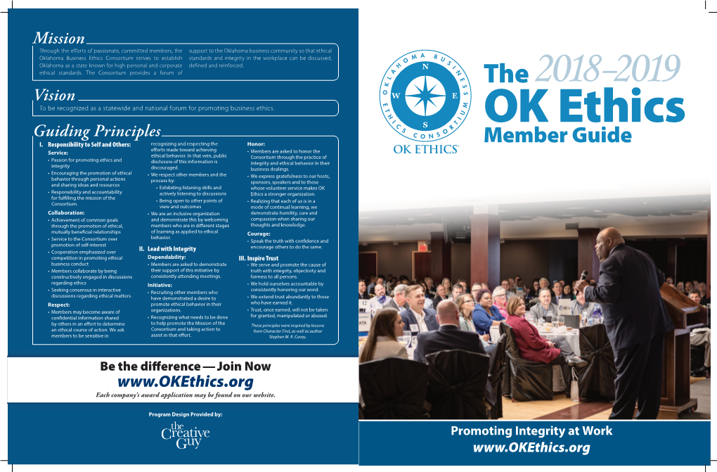 Member Guide E Orts Made Toward Achieving Service: • Members Are Asked to Honor the Ethical Behavior