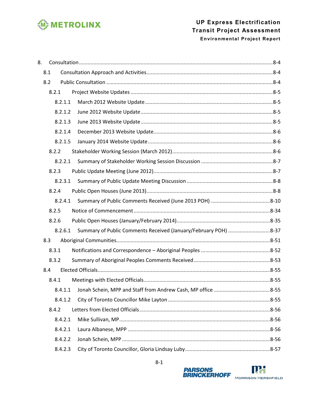 UP Express Electrification Transit Project Assessment 8-1