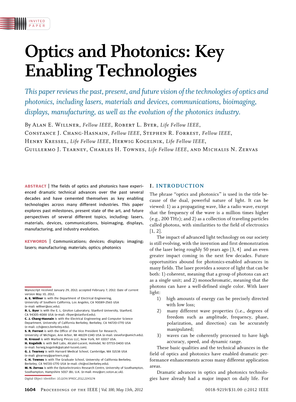 Optics and Photonics