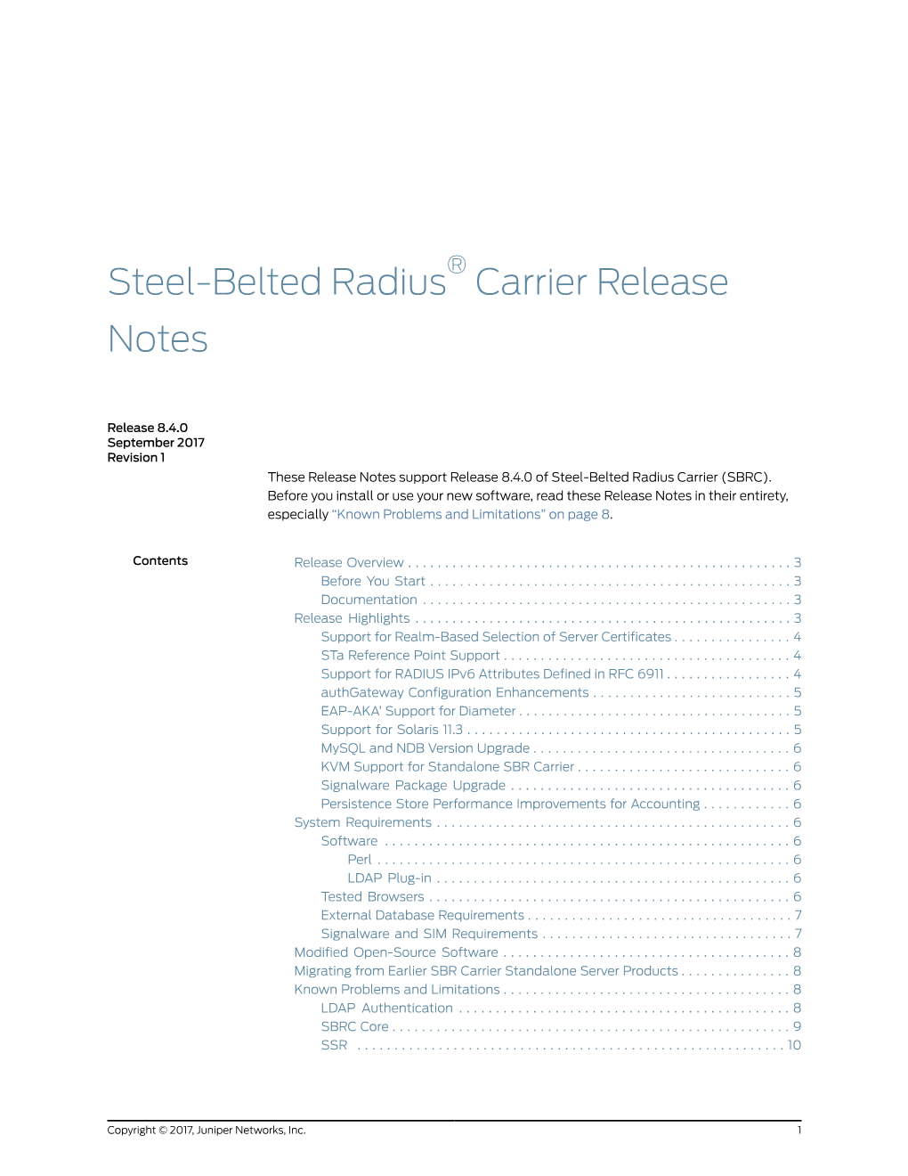 Steel-Belted Radius® Carrier Release Notes