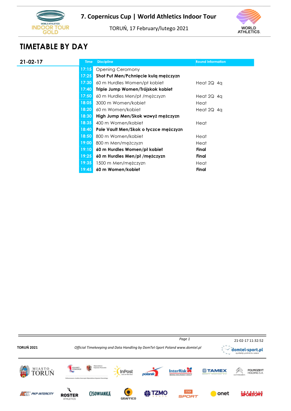 Timetable by Day