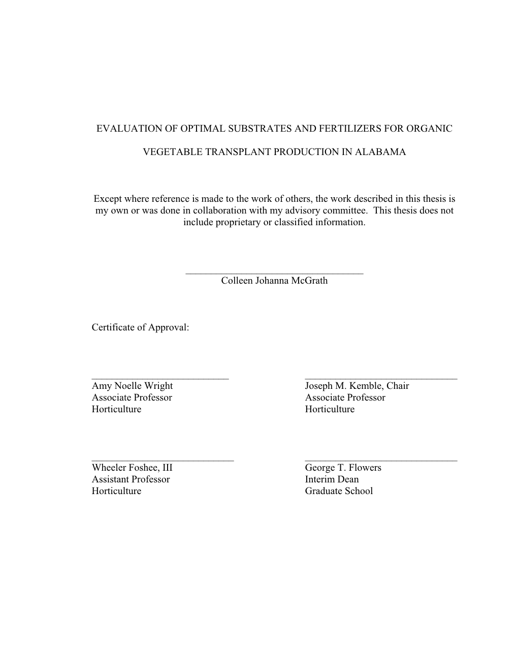 Evaluation of Optimal Substrates and Fertilizers for Organic