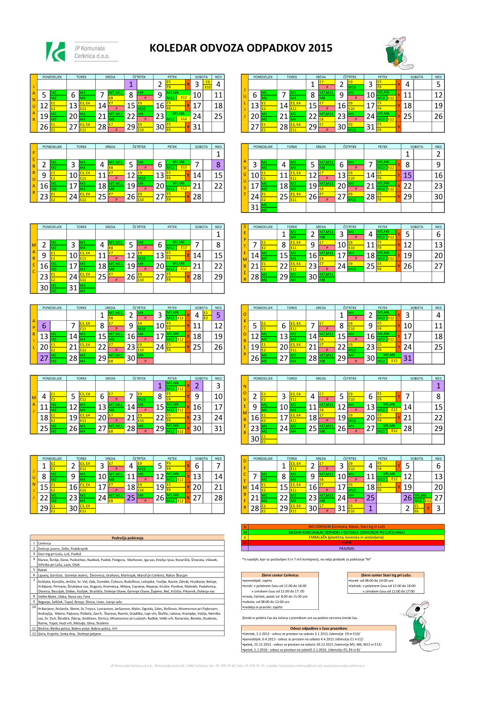 Koledar Odvoza Odpadkov 2015