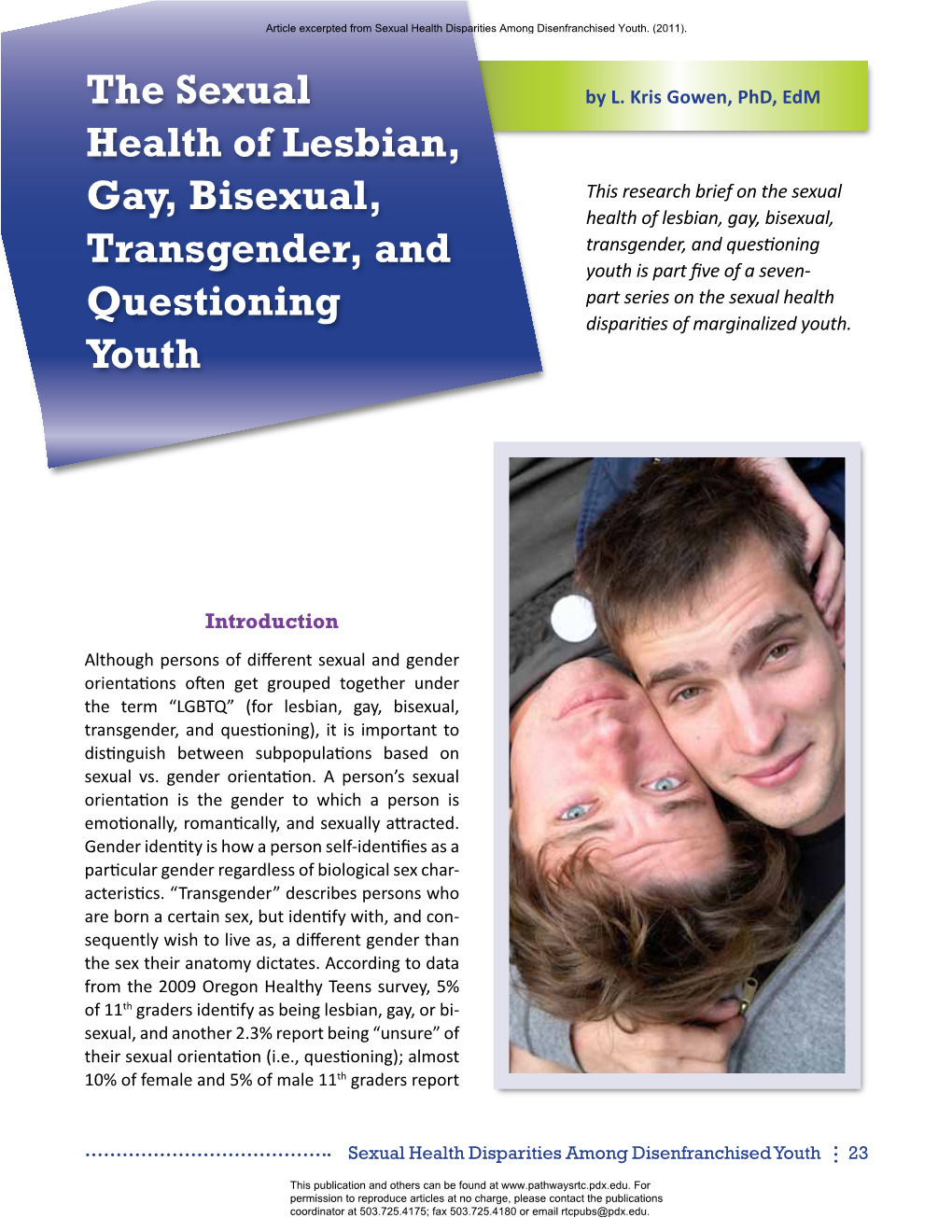 The Sexual Health of Lesbian, Gay, Bisexual, Transgender, And