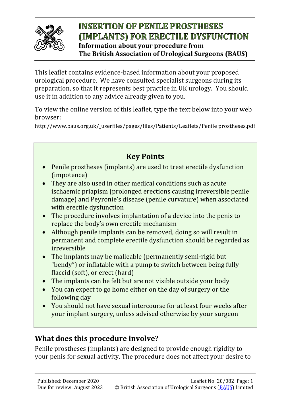 Implantation of Penile Prostheses