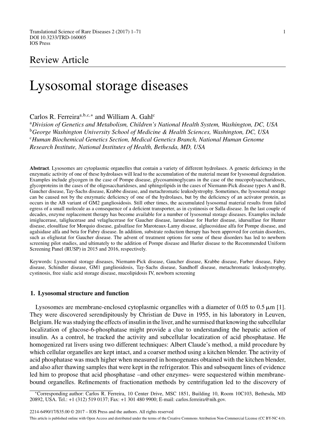 Lysosomal Storage Diseases