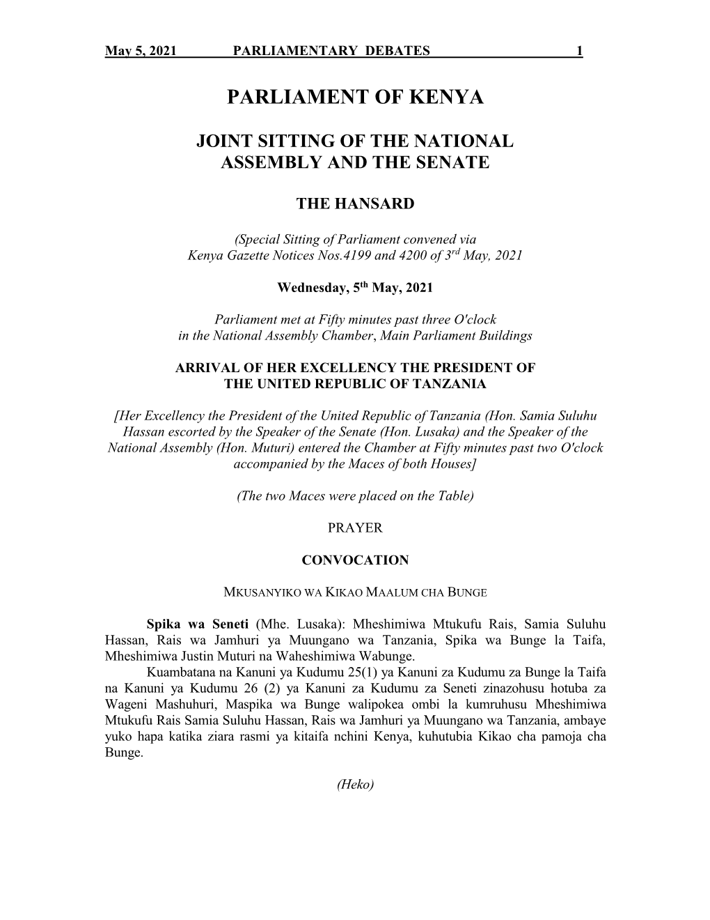 Joint Sitting of the National Assembly and the Senate