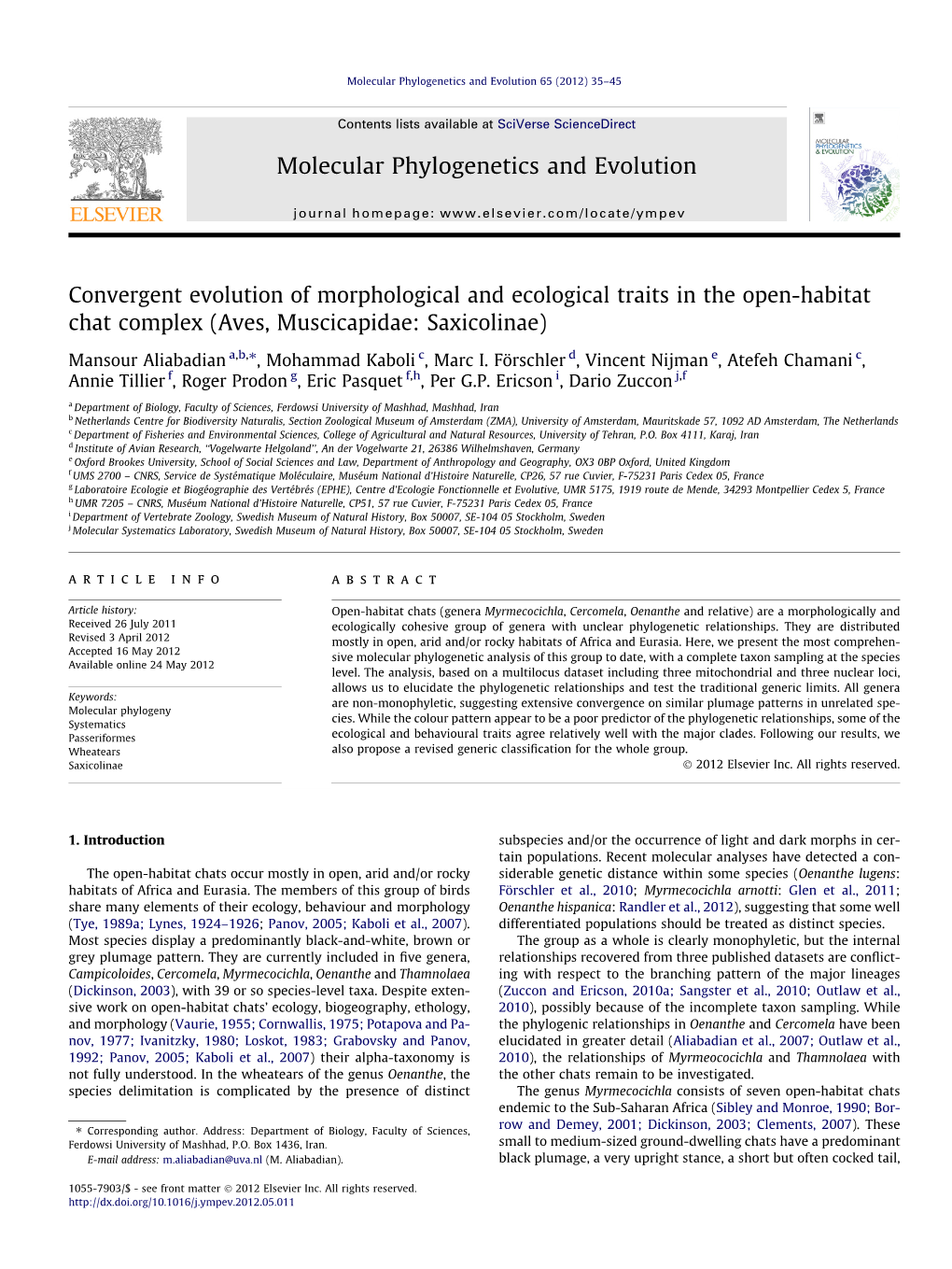 Convergent Evolution of Morphological and Ecological Traits