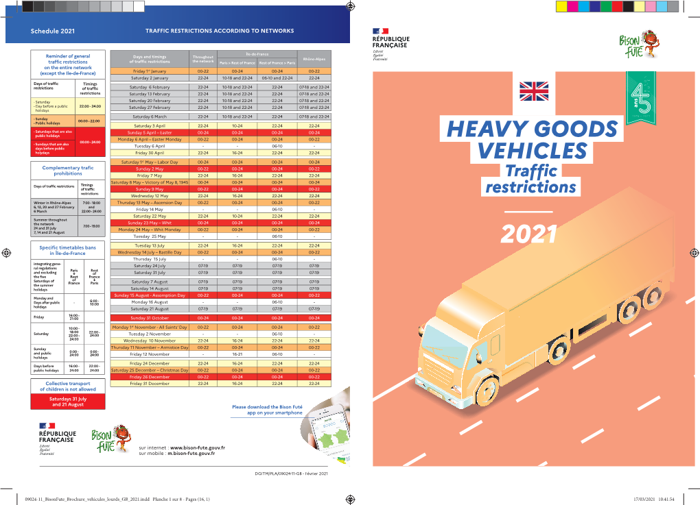 Traffic Restrictions 2021 HEAVY GOODS VEHICLES