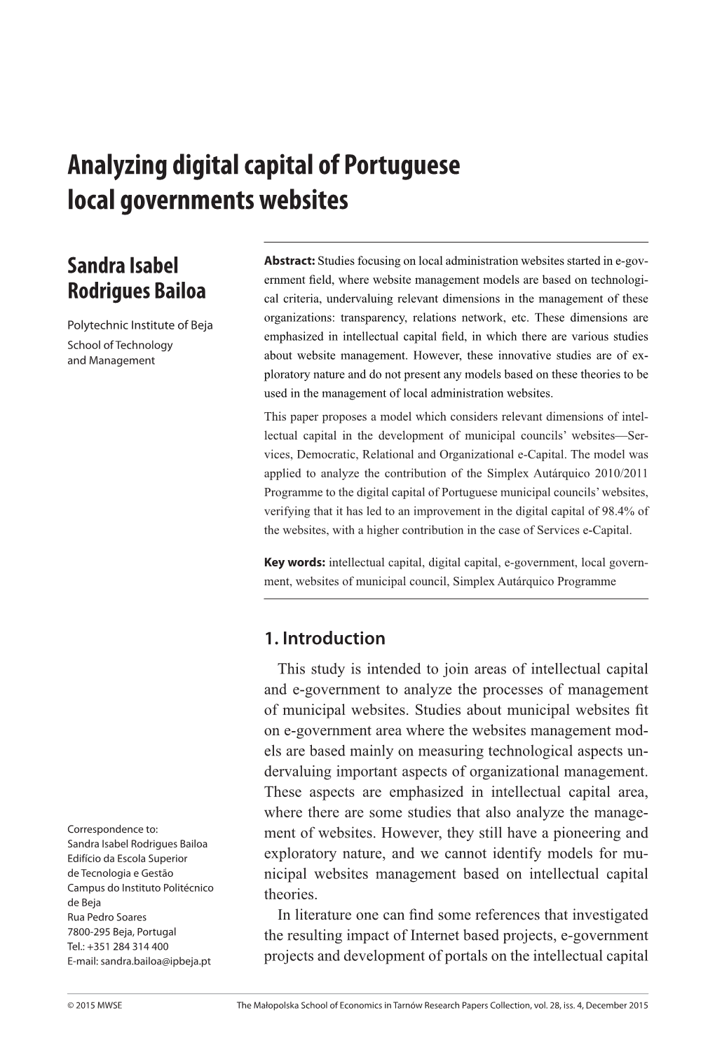 Analyzing Digital Capital of Portuguese Local Governments Websites
